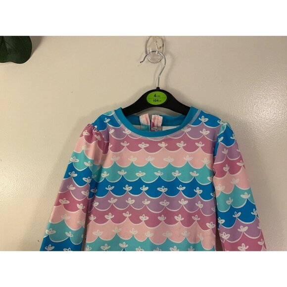 Ruffle Butts Girls Swimsuit 2T Long Sleeve One Piece UPF 50+ Mermaid Scales Past - Picture 2 of 13